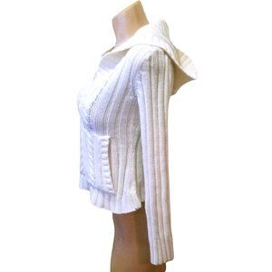 OLD NAVY GIRLS WHITE HOODED CROPPED LONG SLEEVE SWEATER W FRONT POCKET SIZE XL